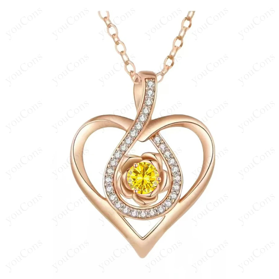 Birthstone Heart Pendant Necklaces For Women Girlfriend Mother Birthday Wedding Romantic Valentine Gift Christmas Day Jewelry