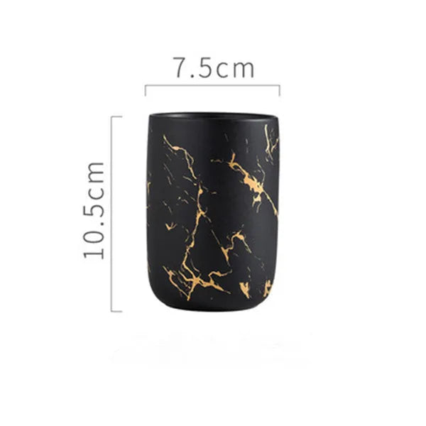 Marble Soap Dispenser Pump Bottle Ceramic Bathroom Accessory Set  Home Couple Mouthwash Cup Soap Dish Washing Tools Luxury