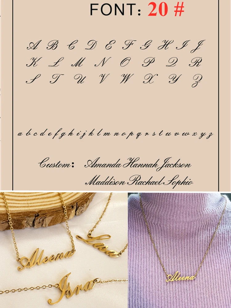 Custom Name Necklace Personalized Golden Choker Stainless Steel Necklaces For Women Man Customized Jewelry Couple Gift