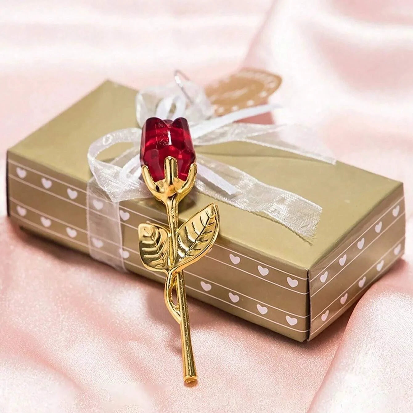 Glass Rose Mini Crystal Flower Artificial Flowers,Mini Crystal Gift Box Decoration Red Rose Flower Artificial Flowers Party Gift For Women, Glass Rose Mini Crystal Flower Artificial Flowers Wedding Party Gift Room Ornament Of