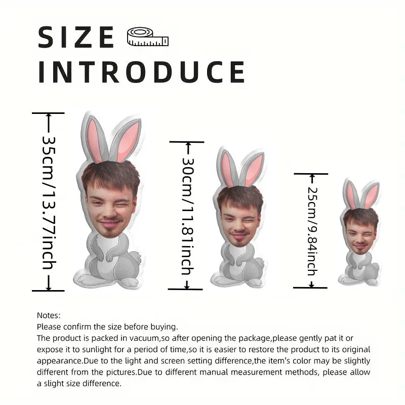 Customized photo pillow with personalized plush filling, soft short plush and polypropylene filling, hand washed special