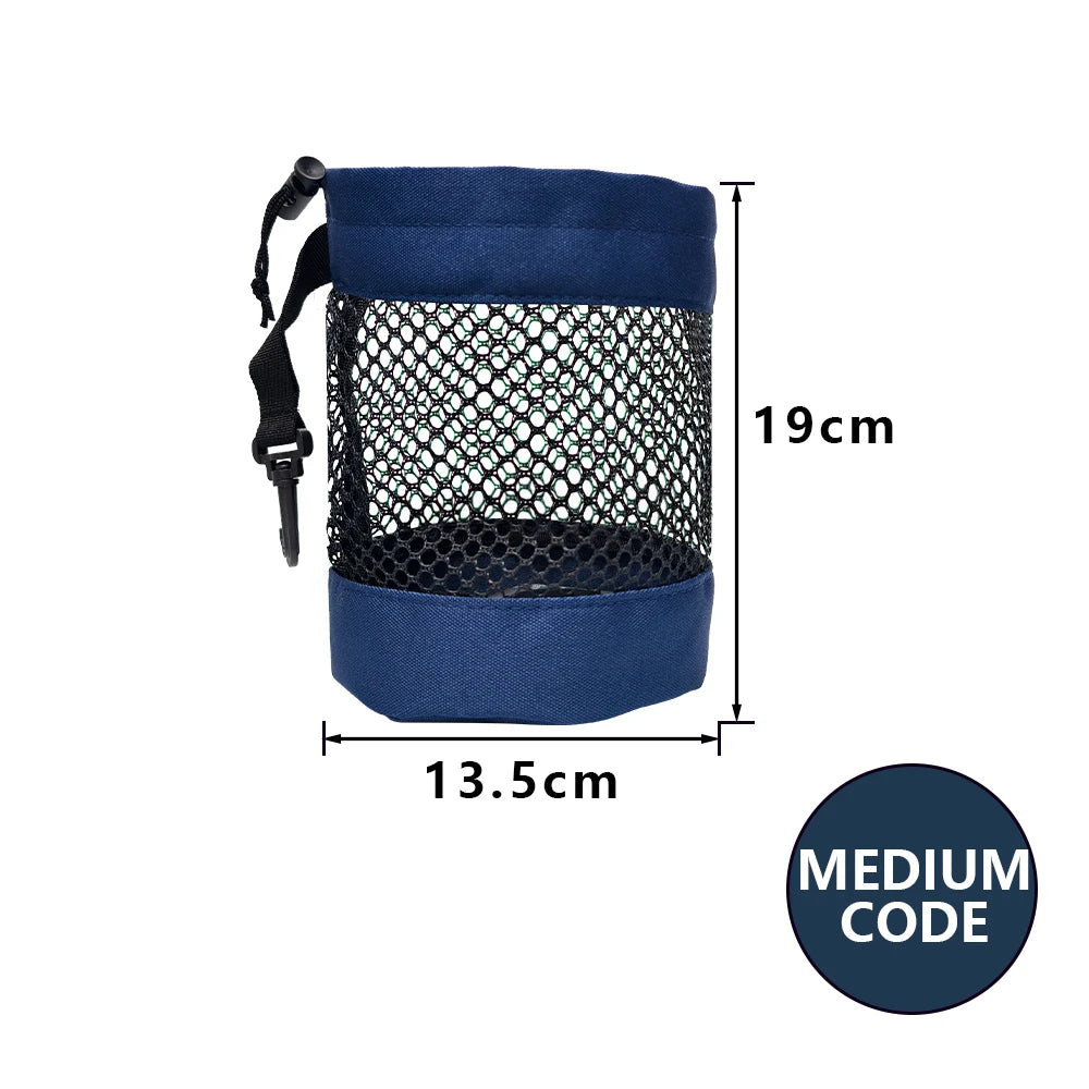 Polyester Golf Ball Storage Bag with Drawstring Closure - Mesh Pocket Design for Easy Organization, Available Gray/Blue/Black