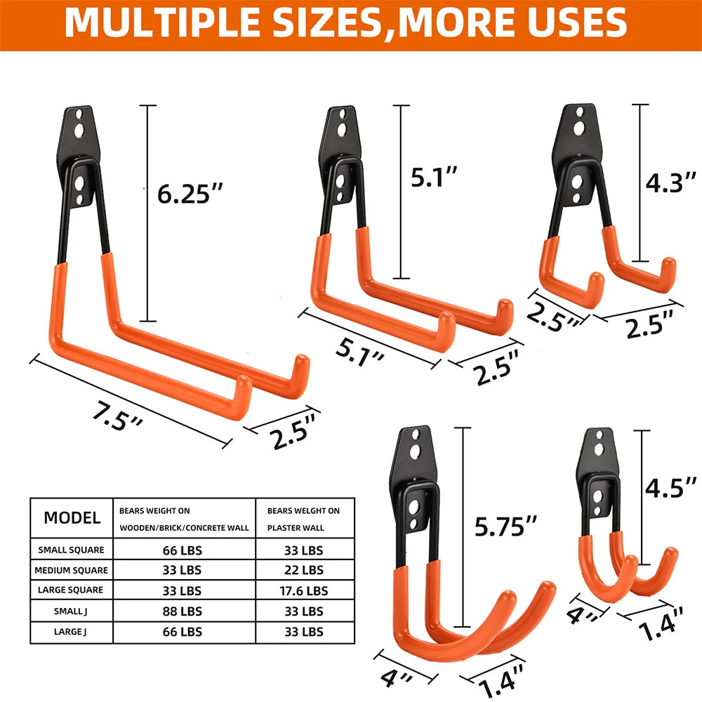 Heavy Duty Metal Hook Garage Organizer Wall Mount Bicycle Hanger Hooks Wall Mount Anti-slip Storage Hook For Ladders Garden Tool