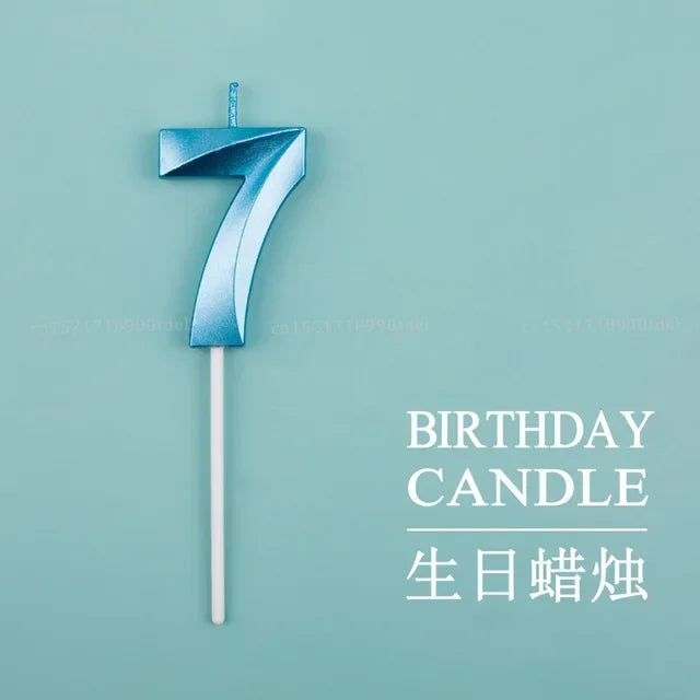 Vibrant Blue Pink Green 1pcs 0-9 Number Candles Decor for Kids Happy Birthday Event Anniversatires &Parties Decoration DIY