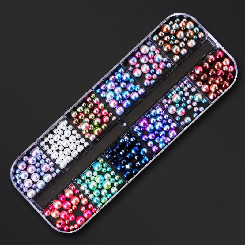 Nail Art Rhinestones Kit 2400pcs Nail Gems Ab Flatback Rhinestones Gems Stones with Storage Organizer for Design Bright Holiday