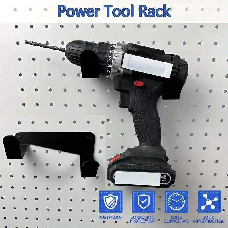 Wall-Mounted Electric Tool Metal Rack, Drill Wall Storage Organizer for Garage Workbench Pegboard Display and Cabinet Space
