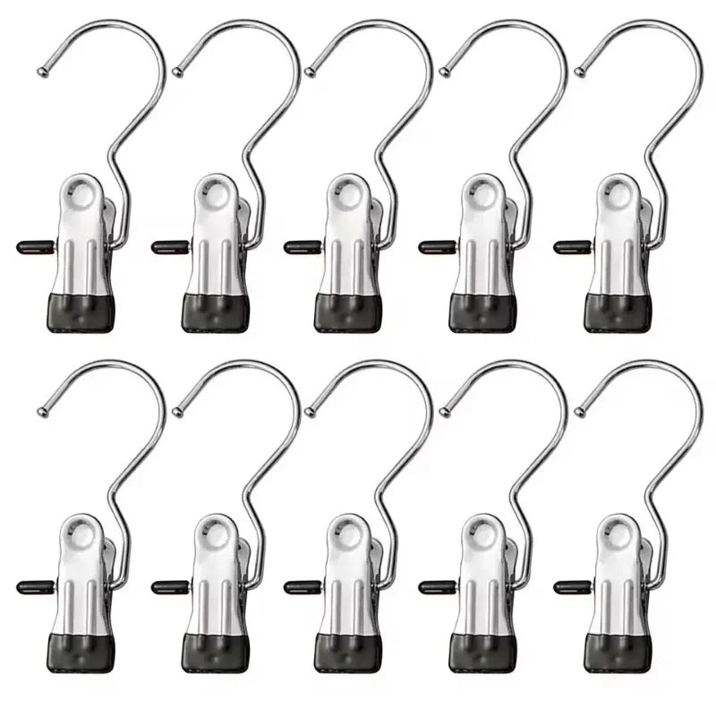 10/20/30PCS Stainless Steel Clothespins Laundry Clothes Pegs Hook Portable Hanging Clothes Clip Pants Socks Storage Clip