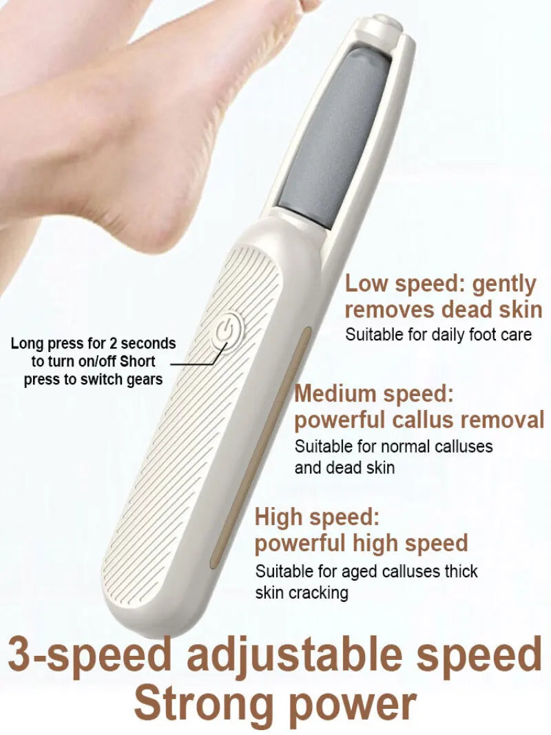 IPX7 Waterproof Electric Foot Grinder – Type-C Charging, 3-Level Adjustable Exfoliator