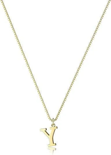 A-Z Initial Necklace 18K Gold Plated Necklace Cute Letter Stainless Steel Necklace for Women