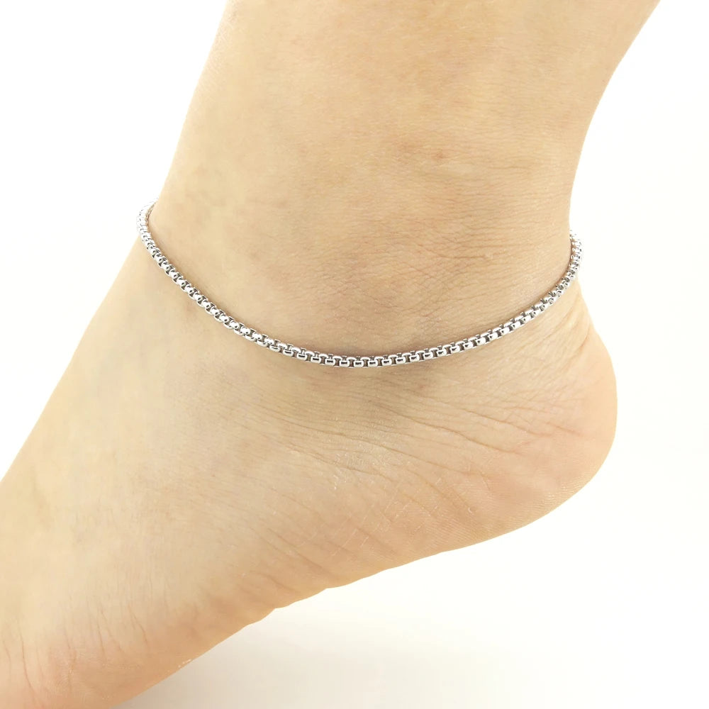 Ankel Bracelets 18K Gold Solid Stainless Steel Anklets For Women Barefoot Sandals ROLO Chain 9/10/11 Inches Waterproof Jewelry