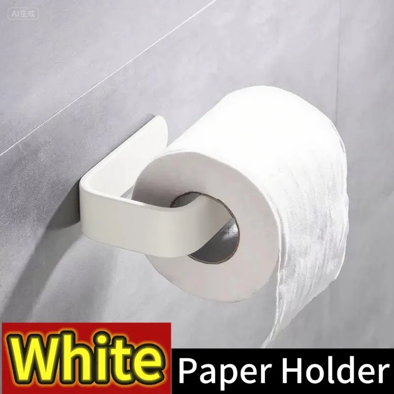 Plastics Paper Towel Holder Self Adhesive Toilet Roll Paper Holder No Punching Kitchen Bathroom Lengthen Storage Rack