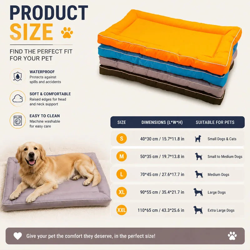 Waterproof Dog Bed Oxford Pet Cushion for All Seasons Thickened Memory Foam Filling Bite-resistant Pet Mat Pet Supplies 강아지 방석