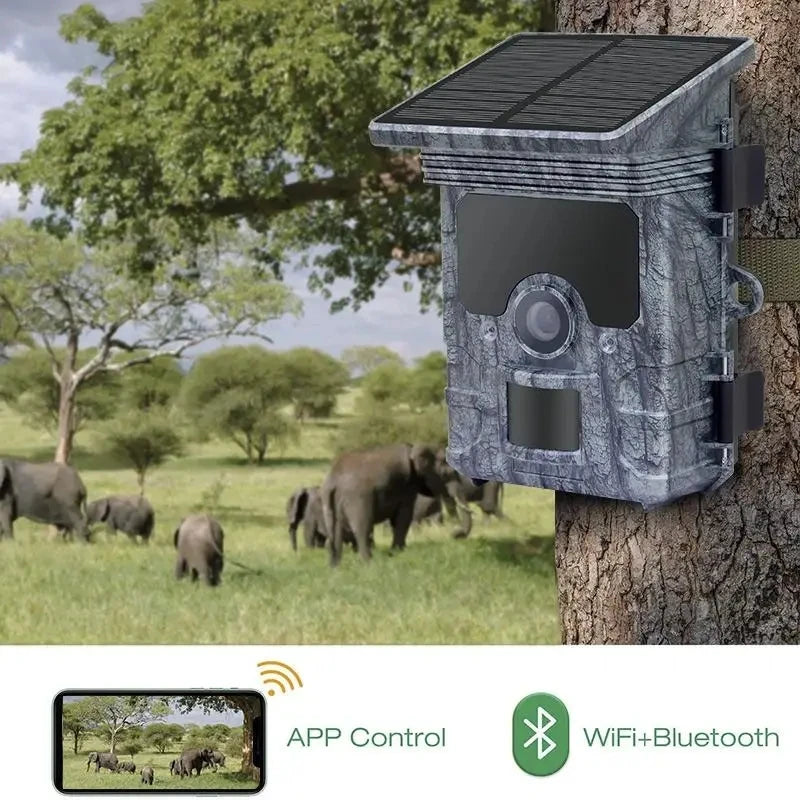 Hunting Camera  4K  WiFi Solar Panel Powered Trail Camera Trap Night Vision Waterproof IP66 Game Wildlife Cameras Foto Chasse