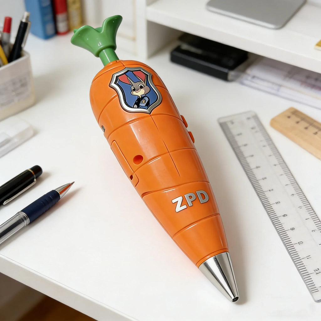 Zootopia 2 Carrot Recorder Pen  Judy - Nick Style for Kids  60s Mini Recorder  2-in-1 Gel Pen Stationery