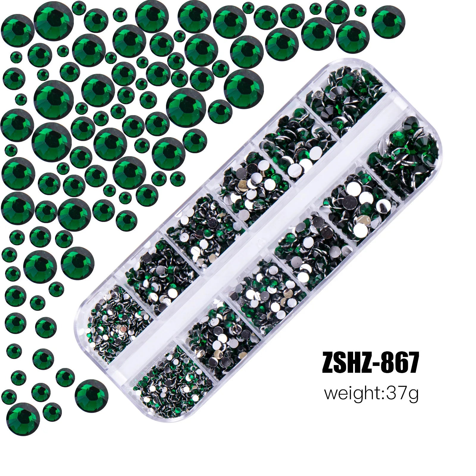 Nail Art Rhinestones Kit 2400pcs Nail Gems Ab Flatback Rhinestones Gems Stones with Storage Organizer for Design Bright Holiday