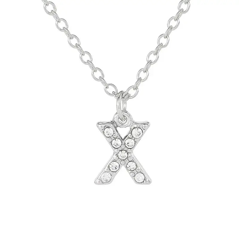 Fashion Shining A-Z Letter Pendant Charm Necklace 26 Initial Alphabet Name Clavicle Chain Party Jewelry Gift