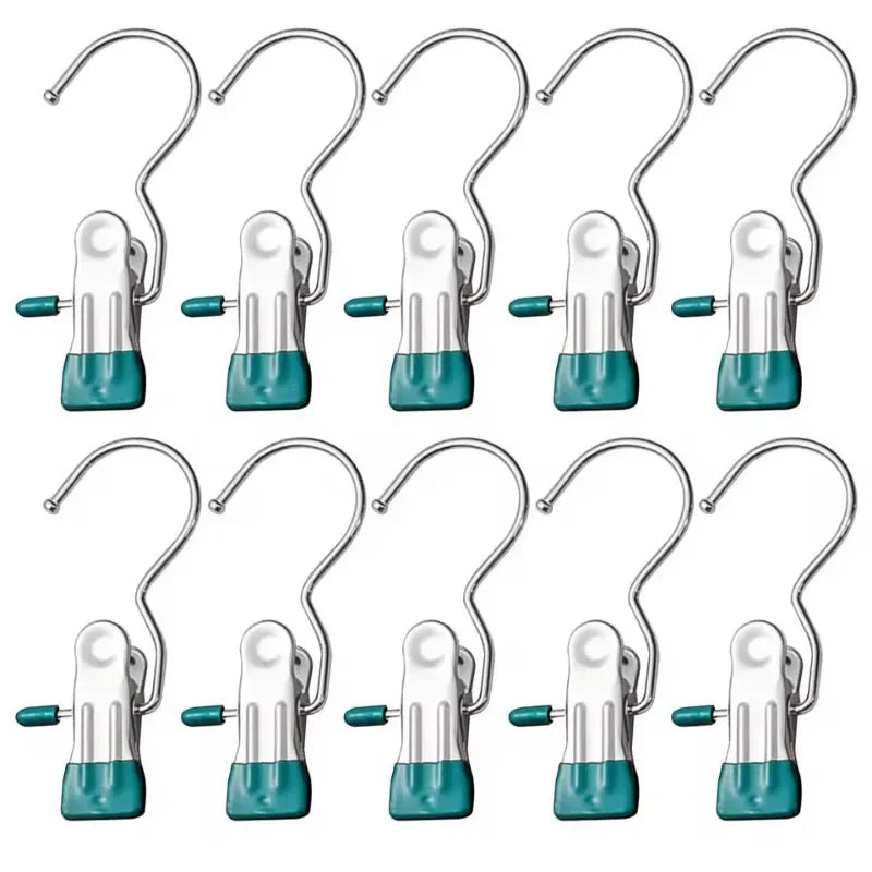 10/20/30PCS Stainless Steel Clothespins Laundry Clothes Pegs Hook Portable Hanging Clothes Clip Pants Socks Storage Clip