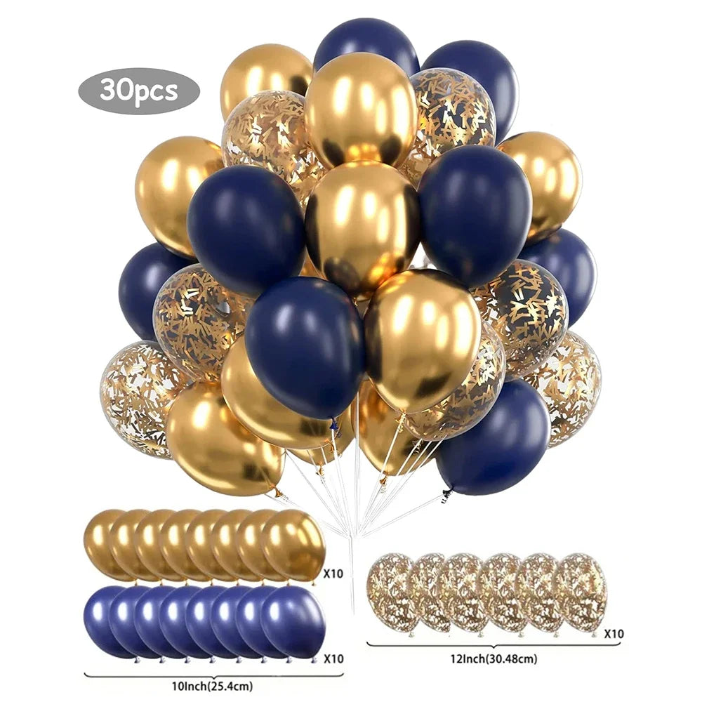 30Pcs 12 Inch White And Golden Balloons Pearl White Balloons Golden Confetti Balloons For Birthday Weddings Anniversary Party
