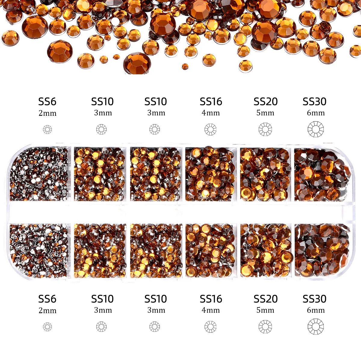Nail Art Rhinestones Kit 2400pcs Nail Gems Ab Flatback Rhinestones Gems Stones with Storage Organizer for Design Bright Holiday