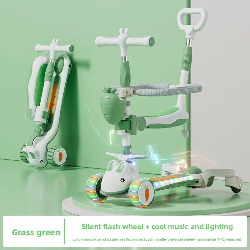 New children's scooter:5-in-1 glide scooter for boys and girls three-wheeled toy scooter ideal for developing children's balance