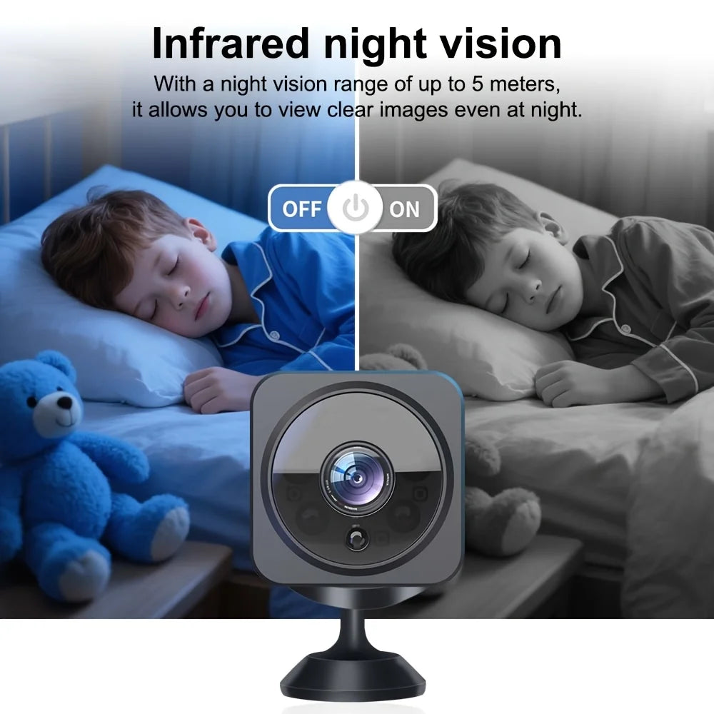 Wireless Wi-Fi Security Camera with 1080P HD Night Vision & Motion Detection  Indoor/Outdoor Security Protection Mini Camera