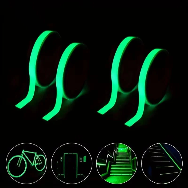 Green Glow In The Dark Tape, Self Adhesive Luminous Fluorescent Sticker Tape for Wall Stair Safety Marking Party Decor