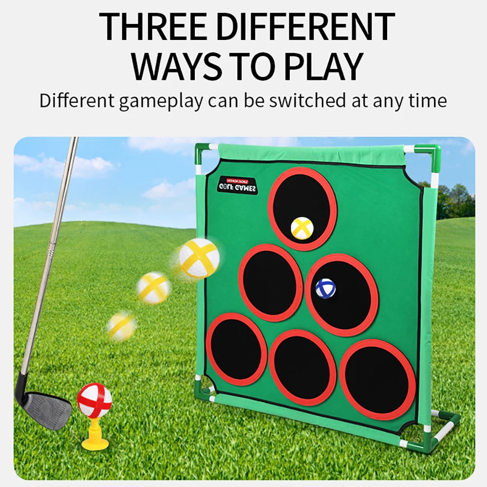 Golf Game Play Set Golf Chipping Game Cornhole Game with Balls Portable Putting Mat Putter Indoor Outdoor Putter Target Golfers
