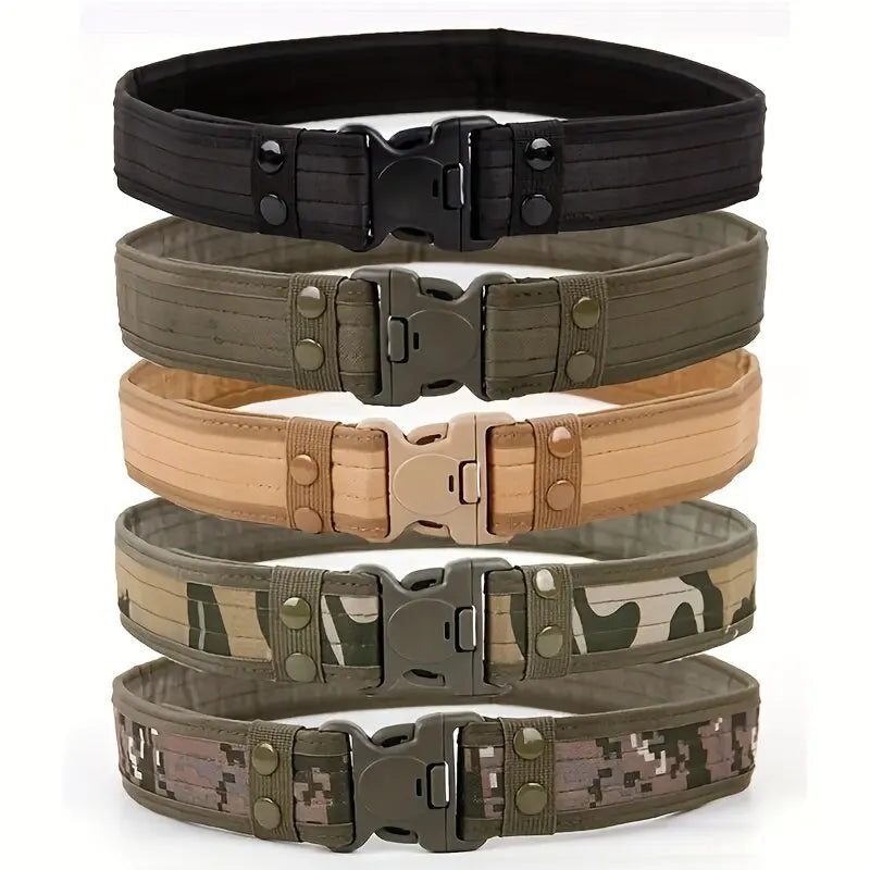 Neutral Wide Nylon Tactical Belt, Camouflage Oxford Cloth Design, Sturdy Waist Strap for Outdoor Mountaineering, Work & Training