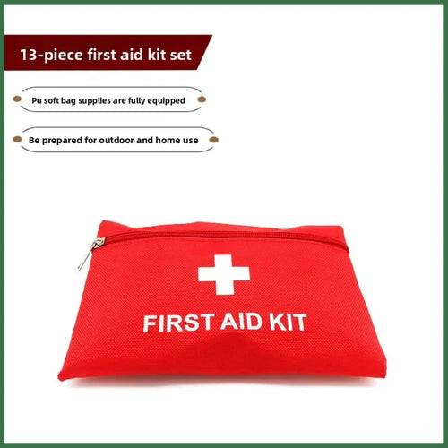 13-Piece All-in-One First Aid Kit Portable Compact Survival Kit for Outdoor Wilderness Travel with Complete Wound Care Supplies