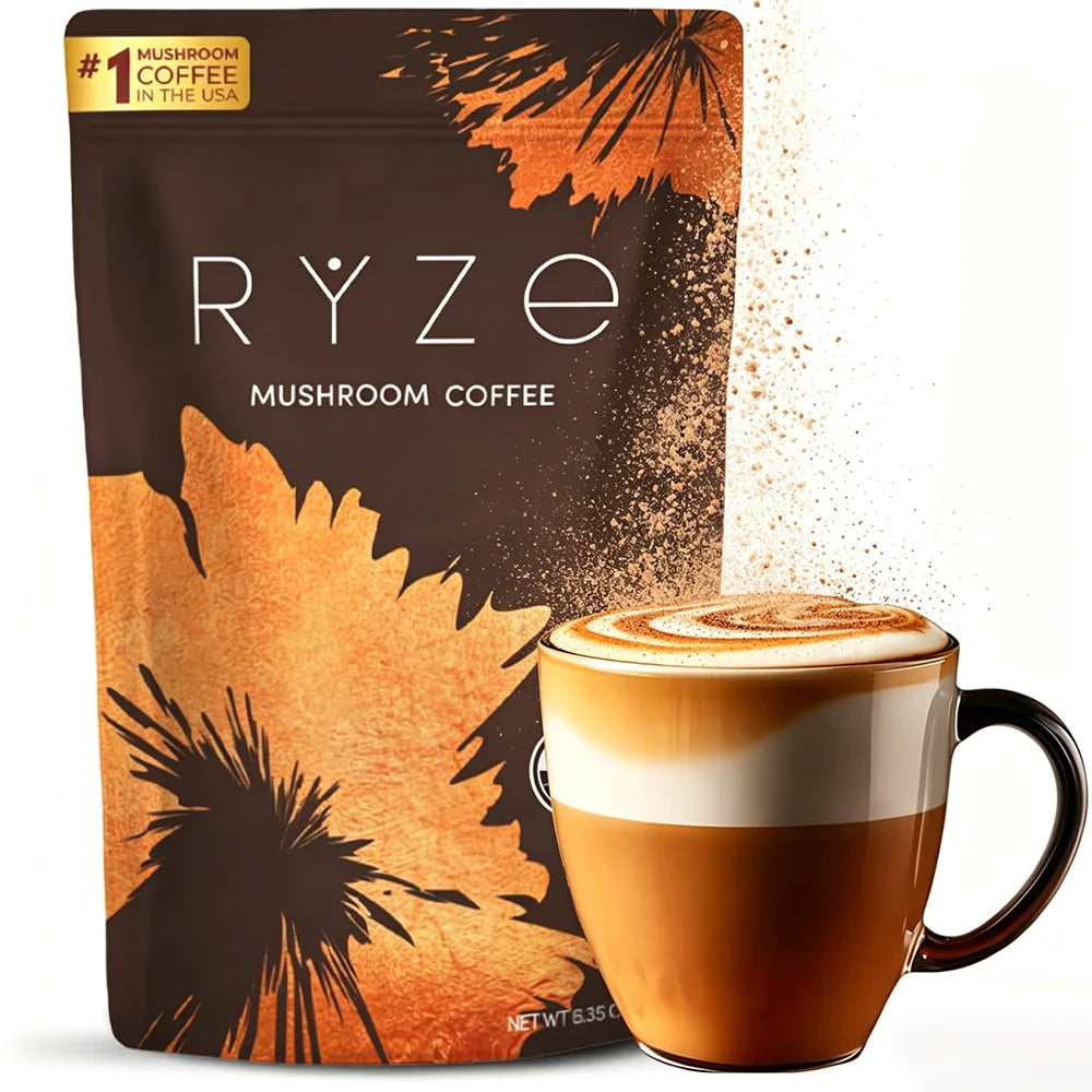 Organic Mushroom Coffee Powder with 6 Adaptogenic Mushroom Daily Instant Coffee for Better Energy Focus Digestion Immunity