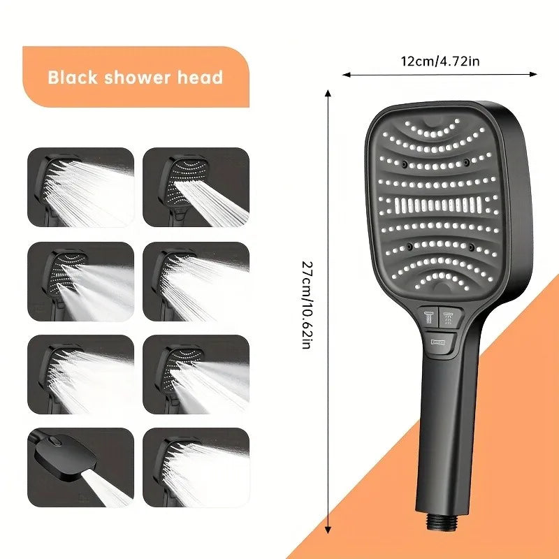 12cm Large Panel Shower Head with Filter Bathroom High Pressure Water Saving Rainfall Showerhead Square Multifunctional Nozzle