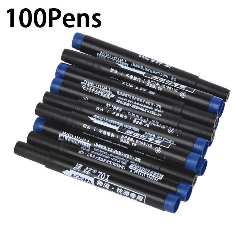 Bulk Pack 10/100 Waterproof Marker Pens Thick Head Durable Oily Ink Fast Drying Black Red Blue for School Express Logistics Sign