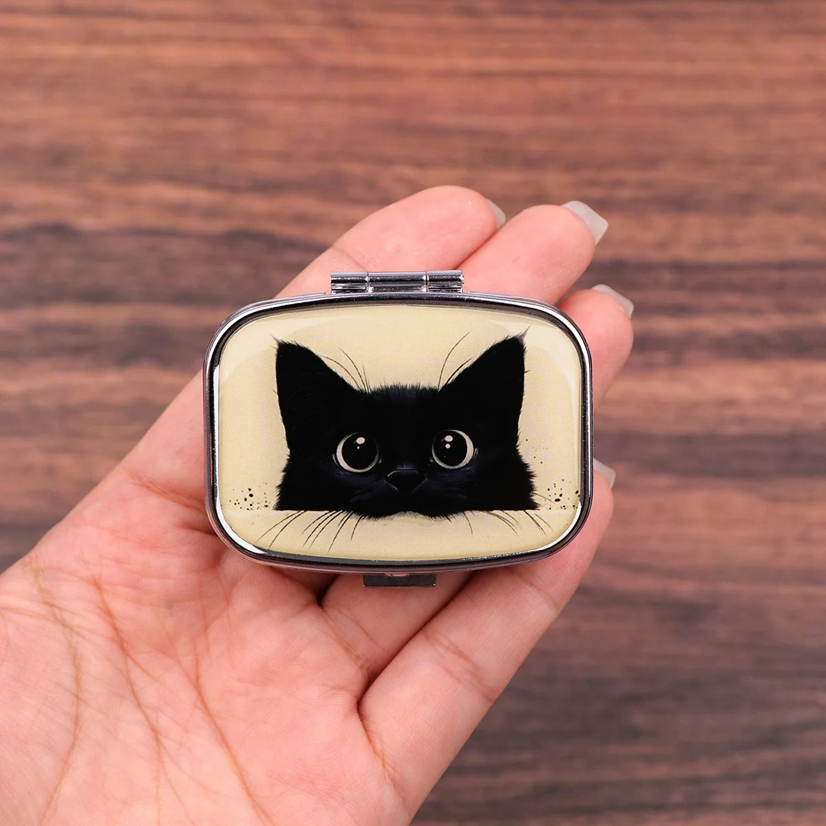 Black Cat Pill Boxes Cartoon Animal Sealed Subpackage Case Portable Travel Jewelry Box Mini Organizer Storage Medicine Case