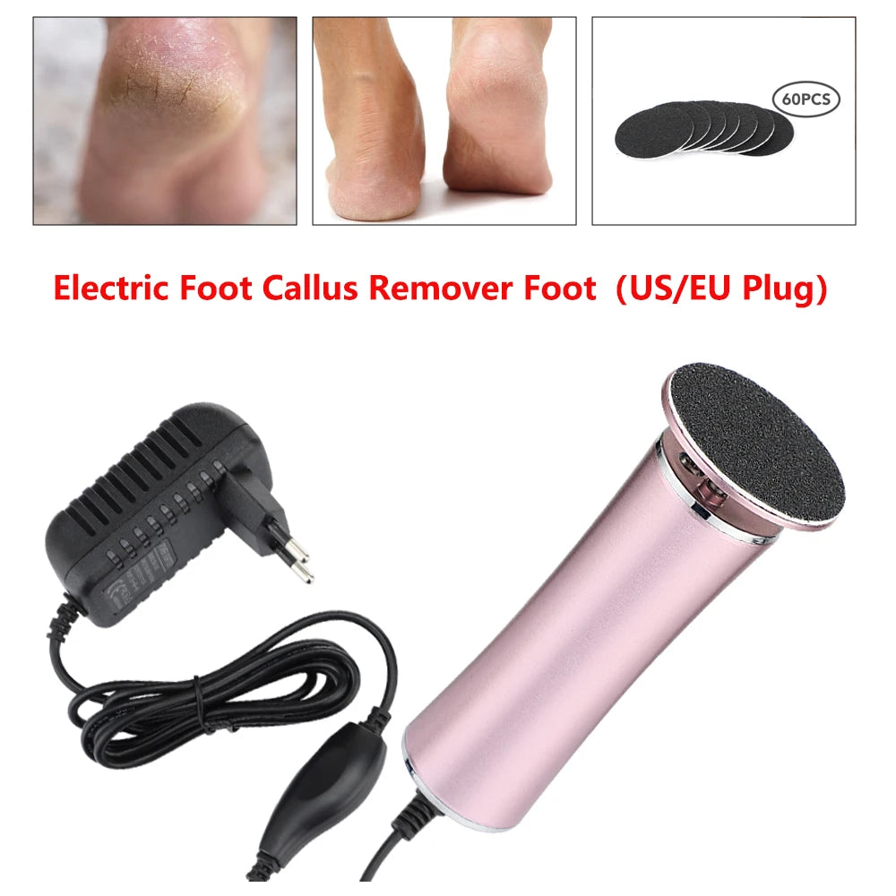 Professional Electric Foot Callus Remover – Pedicure Tool for Dead Skin & Heels, 60 Discs