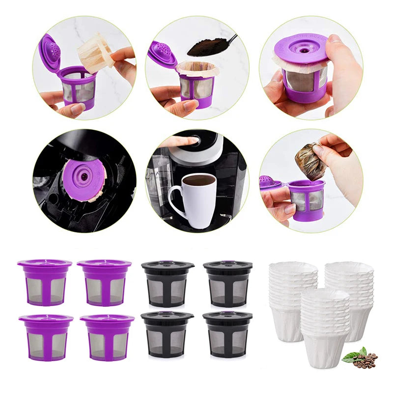 Universal Fit Disposable Paper Coffee Filter for Keurig Single-Serve Reusable K-Cups Coffee Maker - Pack of 100