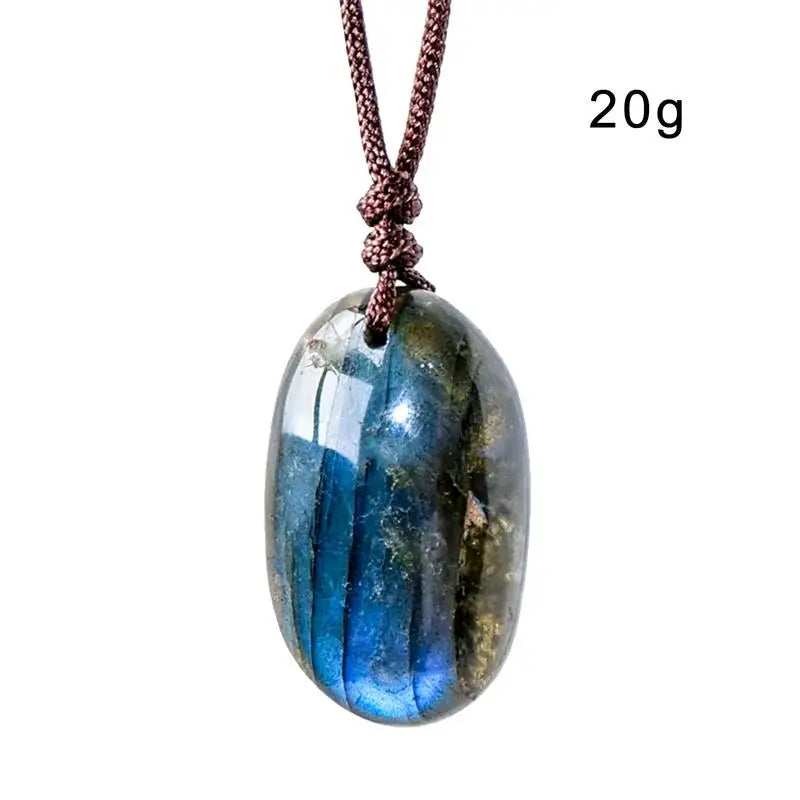 Natural Labradorite Pendant Necklace Healing Polished Moonstone Charm Stress And Anxiety Therapy Palm Stone Crystal Necklace
