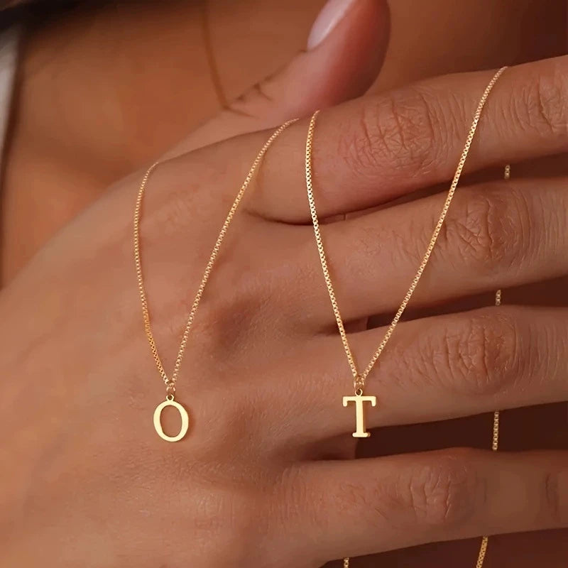A-Z Initial Necklace 18K Gold Plated Necklace Cute Letter Stainless Steel Necklace for Women Color-preserving letter necklace
