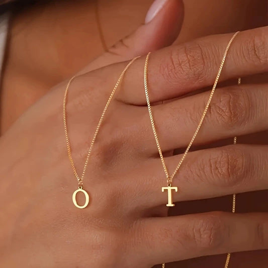 A-Z Initial Necklace 18K Gold Plated Necklace Cute Letter Stainless Steel Necklace for Women Color-preserving letter necklace