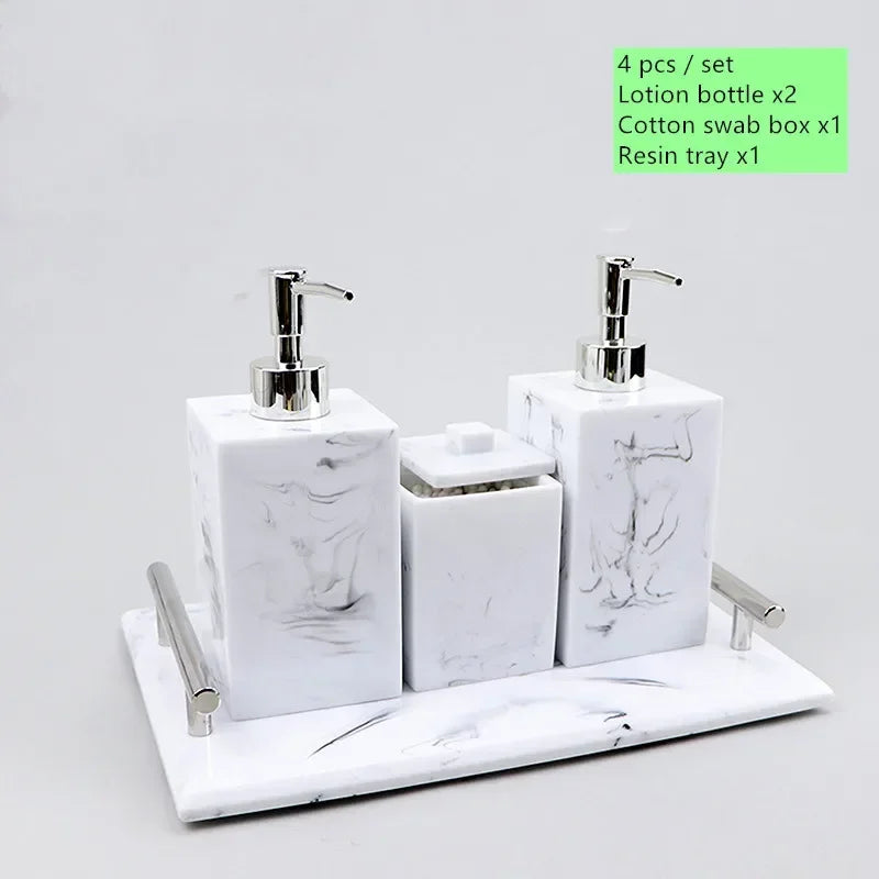 Bathroom Accessory Set, 1pcs Marble Look Bathroom Accessories Sets, Bathroom Toothbrush Holder & Soap Dispenser Set, Home Decor