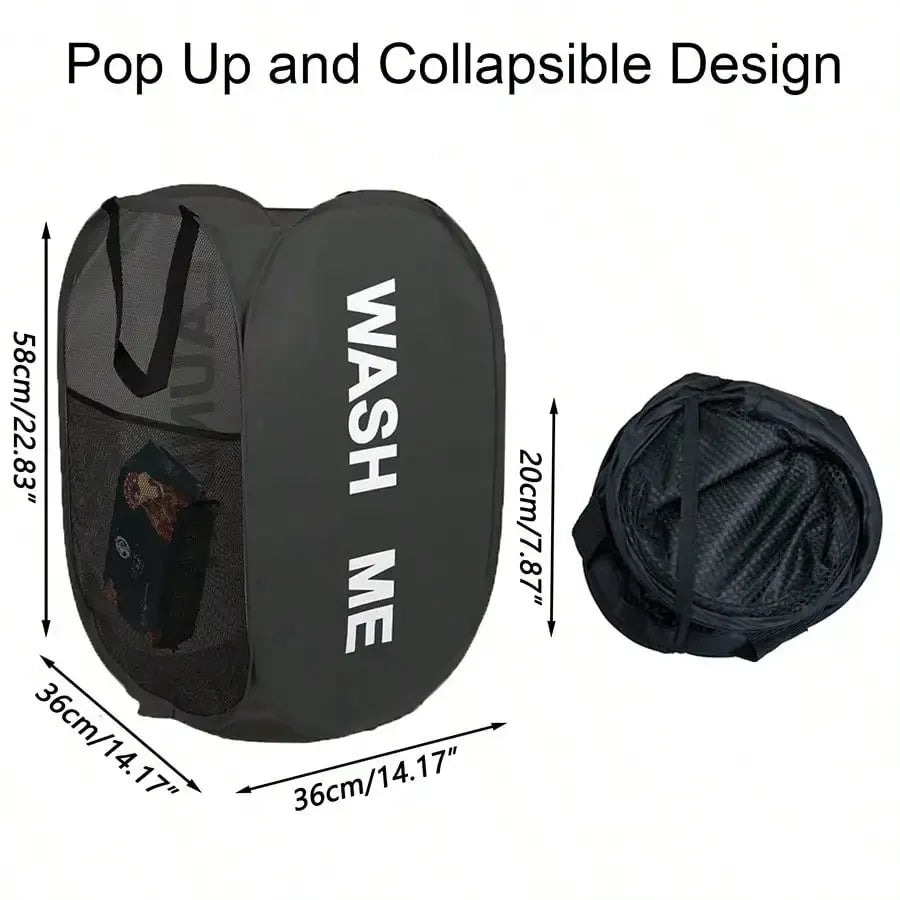 Collapsible Mesh Pop Up Laundry Basket Foldable Space-Saving Storage Basket Portable Dirty Clothes Organizer for Laundry Room