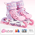 Inline Roller Skates With Helmet, Elbow And Knee Pads Shoe Bag Set Flash 4 Wheels Sneakers For Boys Girls Adjustable Skate Shoes