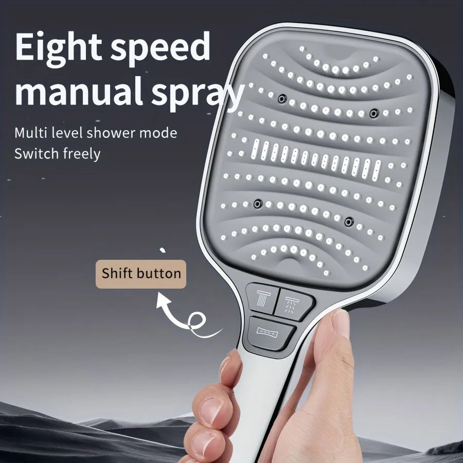 12cm Large Panel Shower Head with Filter Bathroom High Pressure Water Saving Rainfall Showerhead Square Multifunctional Nozzle