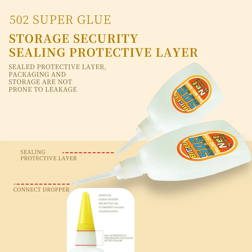 1-3pcs BIGLU 502 Super Glue Instant Quick-drying Cyanoacrylate Adhesive Leather Rubber Wood Metal Strong Bond Liquid Glue Tool