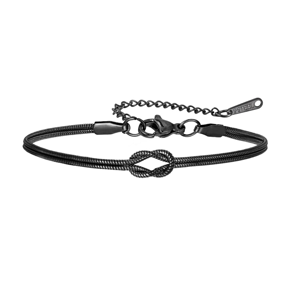 Cazador Gold Color Love Knot Double Snake Chain Bracelet Stainless Steel Trendy Bracelets for Women Men Jewelry Mother's Gift