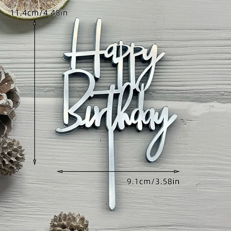 10Pcs Universal Acrylic Cake Topper Ornaments Fashionable Multicolor Decor for Men Women Birthday Baby Shower Party Supplies