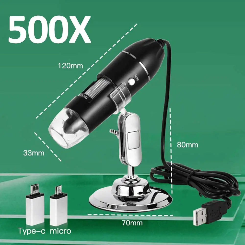 500X/1000X/1600X Digital Microscope Camera Type-C USB Portable Electronic Microscope For Soldering LED Magnifier Phone Repair