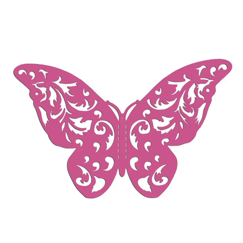 12Pcs Butterfly Decoration Wall Stickers Black Red Pink Blue Hollow 3D Butterflies Kids Room Home Cake Wedding Party Decoration