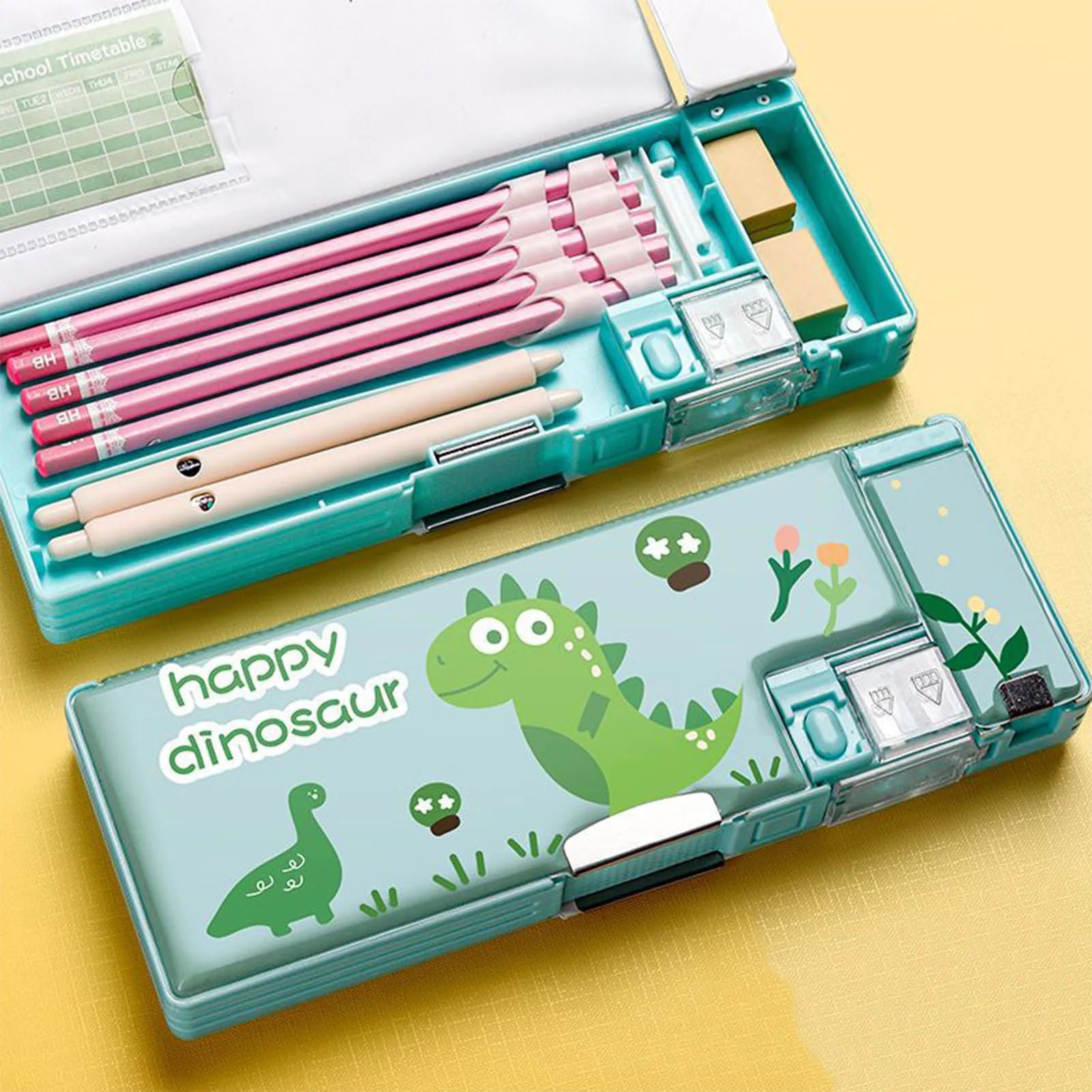 Plastic Stationery Organizer Box Unicorn Bear Astronaut Stationery Pencil Case School Gifts for Kids Teens Supplies