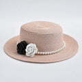 Straw Hats for Women French Style Elegant Holidays Boater Hat Summer Flat Top Beach Sun Hats Gorro