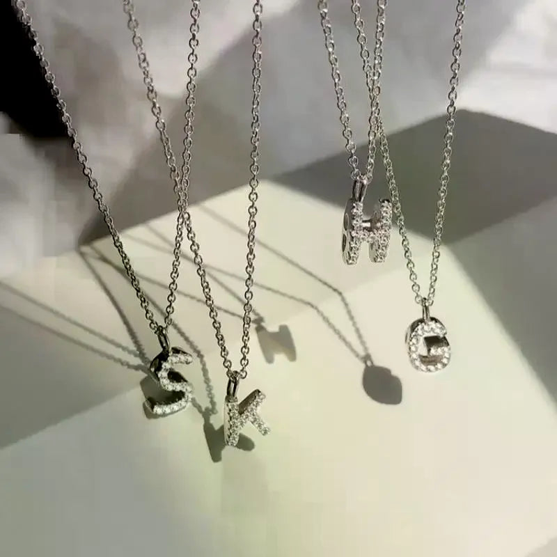Fashion Shining A-Z Letter Pendant Charm Necklace 26 Initial Alphabet Name Clavicle Chain Party Jewelry Gift